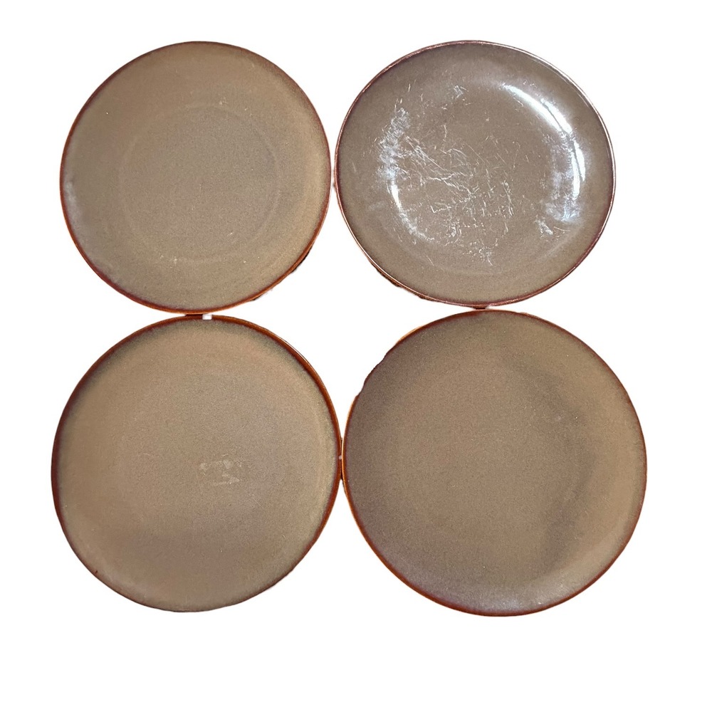 JCPenney Brown Stoneware Dinner Plates Set of 4 Speckled Matte 11 Inch Round